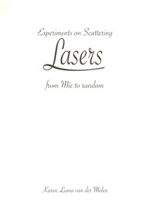 Cover of Experiments on scattering lasers from Mie to random