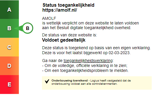 Status toegankelijkheidslabel van https://amolf.nl/. Volg de link voor de volledige toegankelijkheidsverklaring.