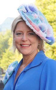 Minister of Education, Culture and Science Rianne Letschert wears a hat and shoulder ornament inspired by research of Wim Noorduin.
